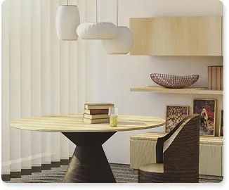 Modern interior with dining table