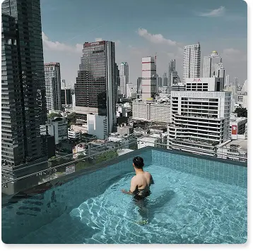 Infinity pool with city view